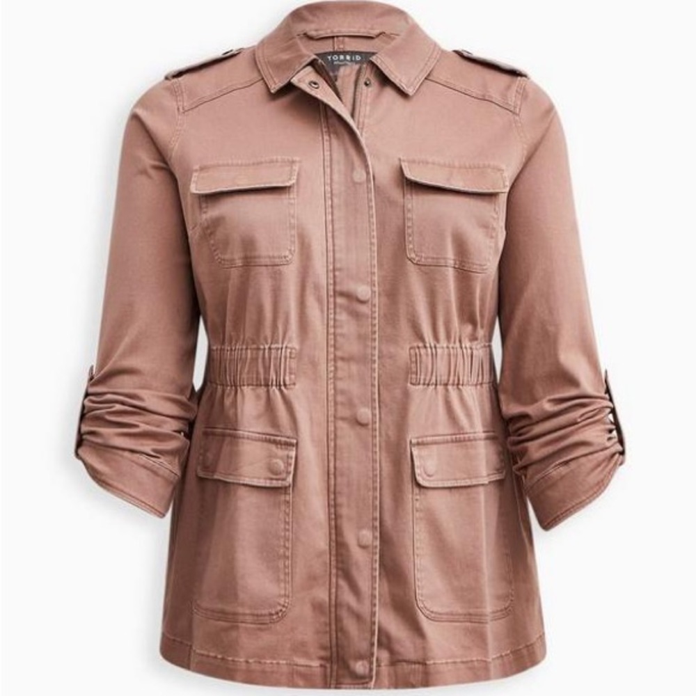 NWOT Torrid Essential Twill Anorak Utility Chore Jacket Pink Clay - Picture 5 of 16
